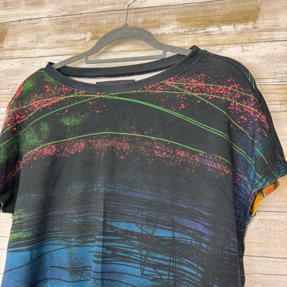 Veronique Miljkovitch Tee Dress Women’s Short Sleeve Black / Multicolor Large - Picture 5 of 8